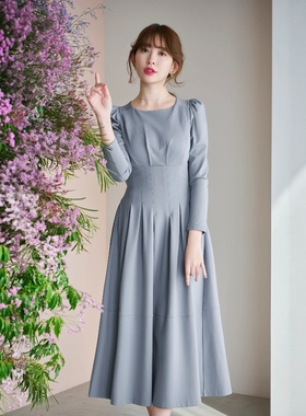 日代 Herlipto Marylebone Long Dress 26SS 纯色压褶收腰连衣裙