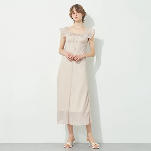 日代 DEICY Glitter stripe dress 25SS 褶皱缎带条纹线连衣裙