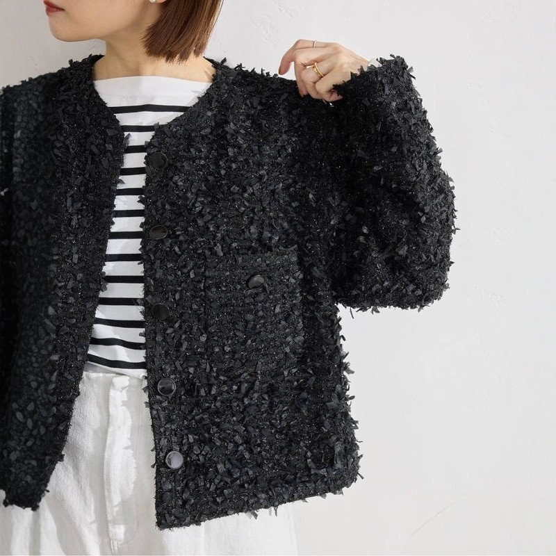 日代 IENA Fancy Tweed Jacket 26SS 优雅精致小香风粗花呢夹克