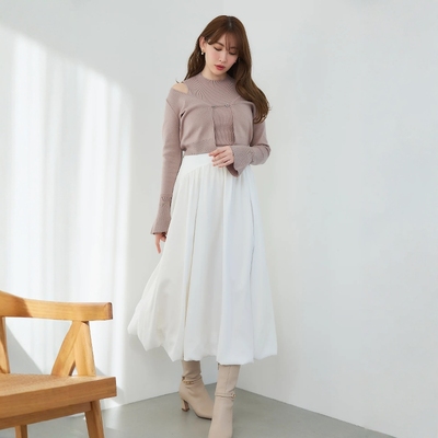 Herlipto褶皱气球半身裙长裙