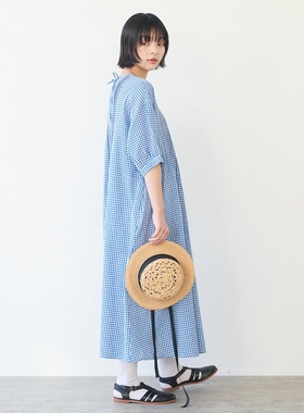 日代 bulle de savon Gingham dress 25SS 休闲格纹褶裥连衣裙