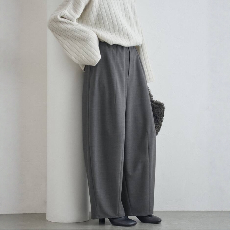 IENA羊毛混纺松紧腰阔腿休闲裤