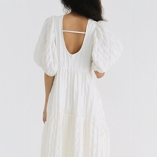 日代 CLANE BOMB ONEPIECE 25SS 法式复古宽松褶皱泡泡袖连衣裙