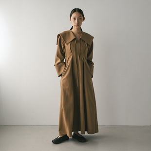 STYLEMIXER 25AW Big dress 优雅大领绑带褶皱连衣裙 collar 日代