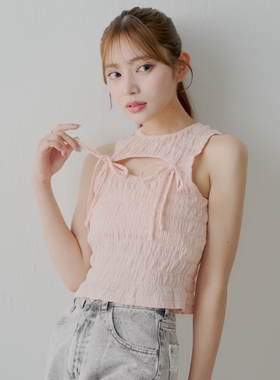 日代 Chico shirring tank 25SS 镂空设计蝴蝶结系带褶皱背心