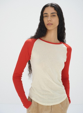 日代 AURALEE GAUGE SHEER RIB RAGLAN P/O 26SS 经典长绒棉T恤