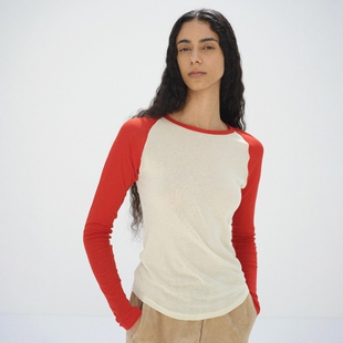 日代 AURALEE GAUGE SHEER RIB RAGLAN P/O 26SS 经典长绒棉T恤