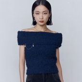 EMODA 25AW Shaggy Knit 日代 Top Pearl Tank 一字肩针织上衣
