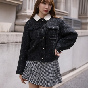 日代 Herlipto wo-Tone Tweed Jacket 25AW 小香风粗花呢外套