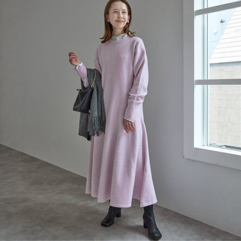 SLOBEIENA休闲针织喇叭连衣裙