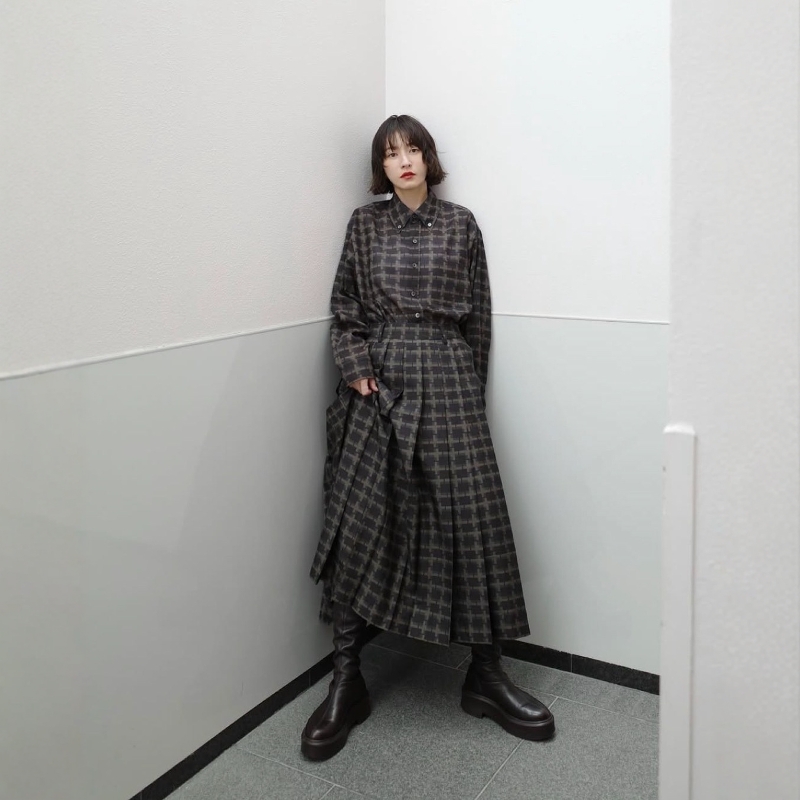 CLANEFRGMT几何图案半身裙