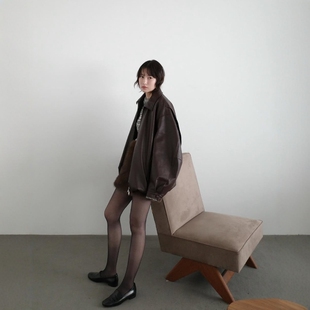 日代 CLANE LEATHER BALLOON JACKET 25AW 人造革拉链夹克外套