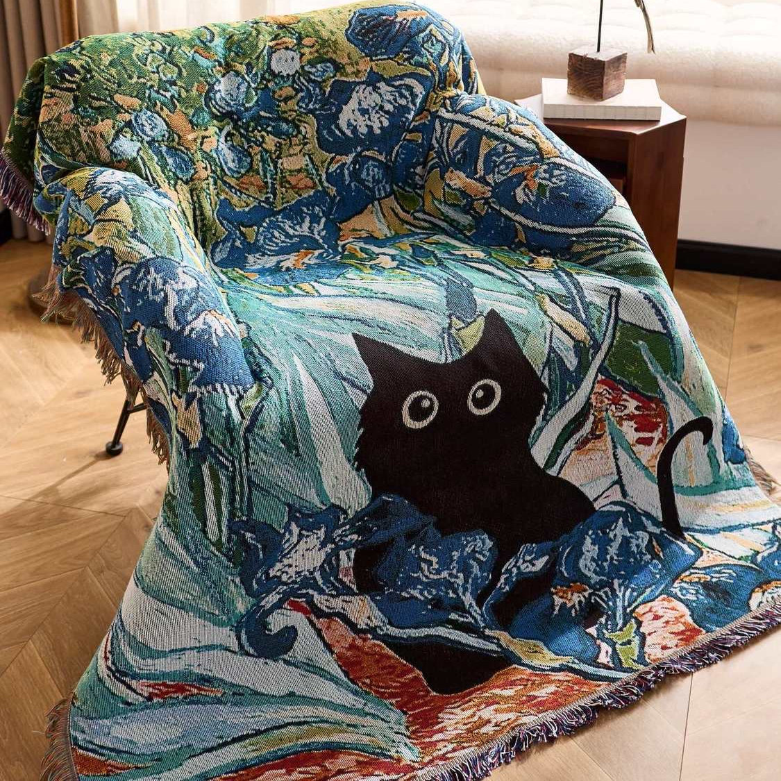 一无是处小猫挂毯中古风沙发套罩