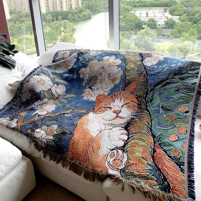 一无是处韩版治愈系猫咪挂毯露营