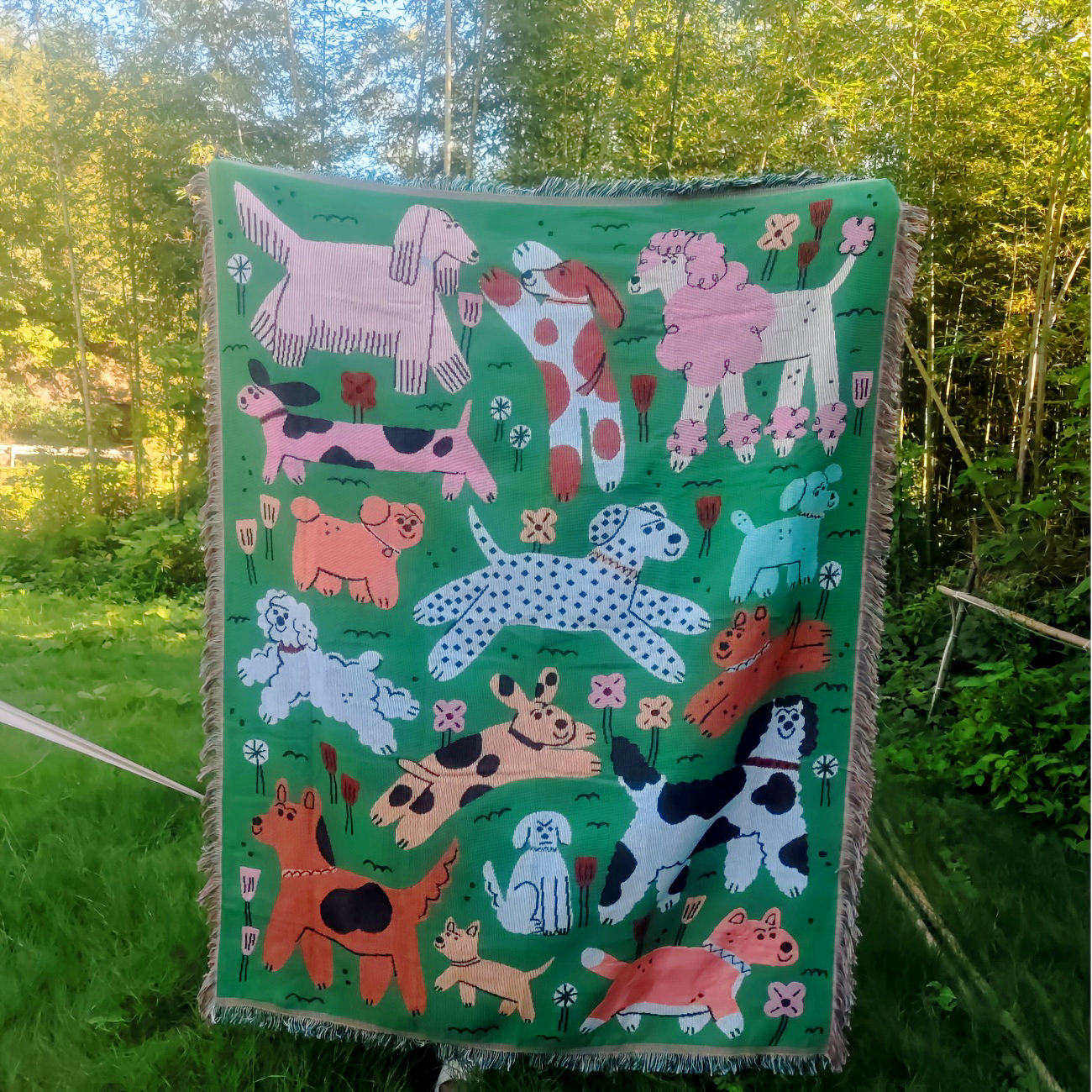 小狗挂毯油画中古风沙发毯单人沙发盖布巾多功能沙发巾万能沙发罩