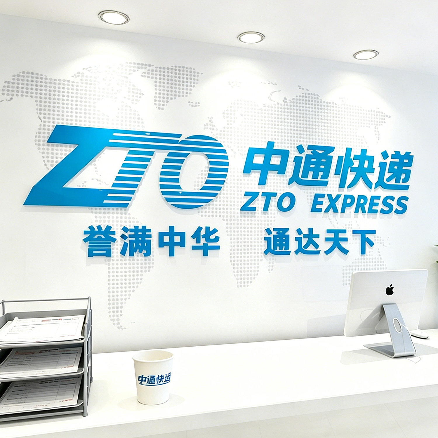 中通快递logo亚克力立体墙贴