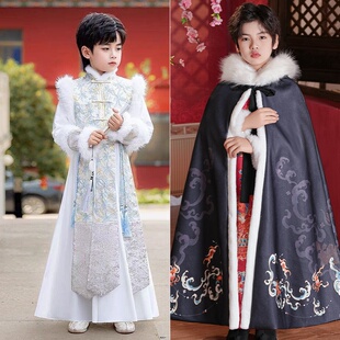汉服男童秋冬2025新款儿童古装帅气唐装加绒古风男孩中国风国学服