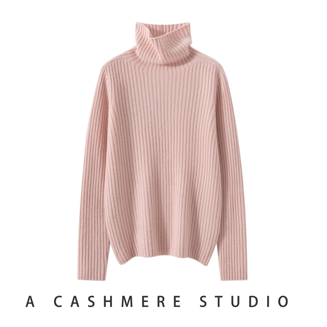 温柔慵懒风100%山羊绒高领针织衫