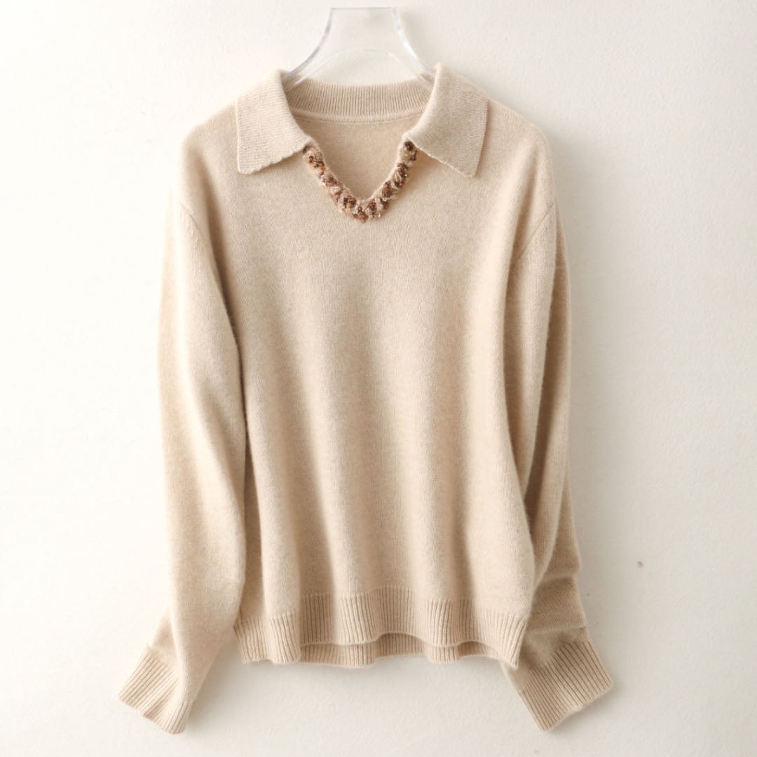 7针加厚polo领100%山羊绒衫