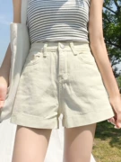 Mùa xuân 2019 mới còng cao eo denim quần short hoang dã quần nóng của phụ nữ lỏng lẻo quần thẳng màu đỏ quần thủy triều - Quần jean