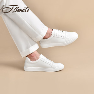 宾度男鞋秋冬季男士皮鞋男真皮板鞋百搭休闲鞋高端青年西装小白鞋