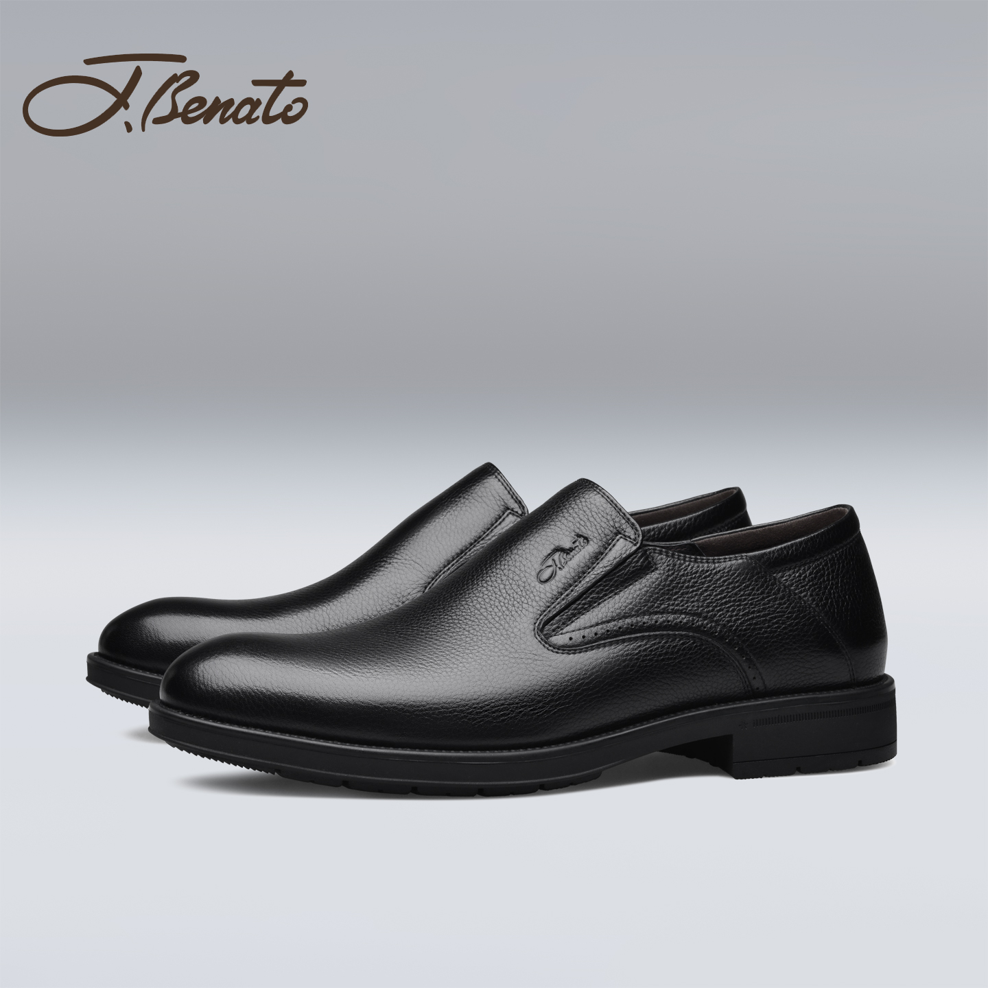 宾度男士真皮一脚蹬正装皮鞋