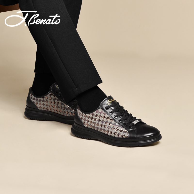 宾度时尚头层牛皮软底休闲皮鞋