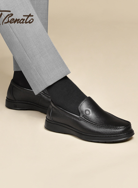 宾度男鞋秋冬季男士商务皮鞋男真皮软底软面爸爸鞋休闲套脚乐福鞋