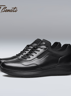 宾度男鞋品牌秋冬季加绒保暖男士商务皮鞋休闲鞋男真皮厚底通勤鞋