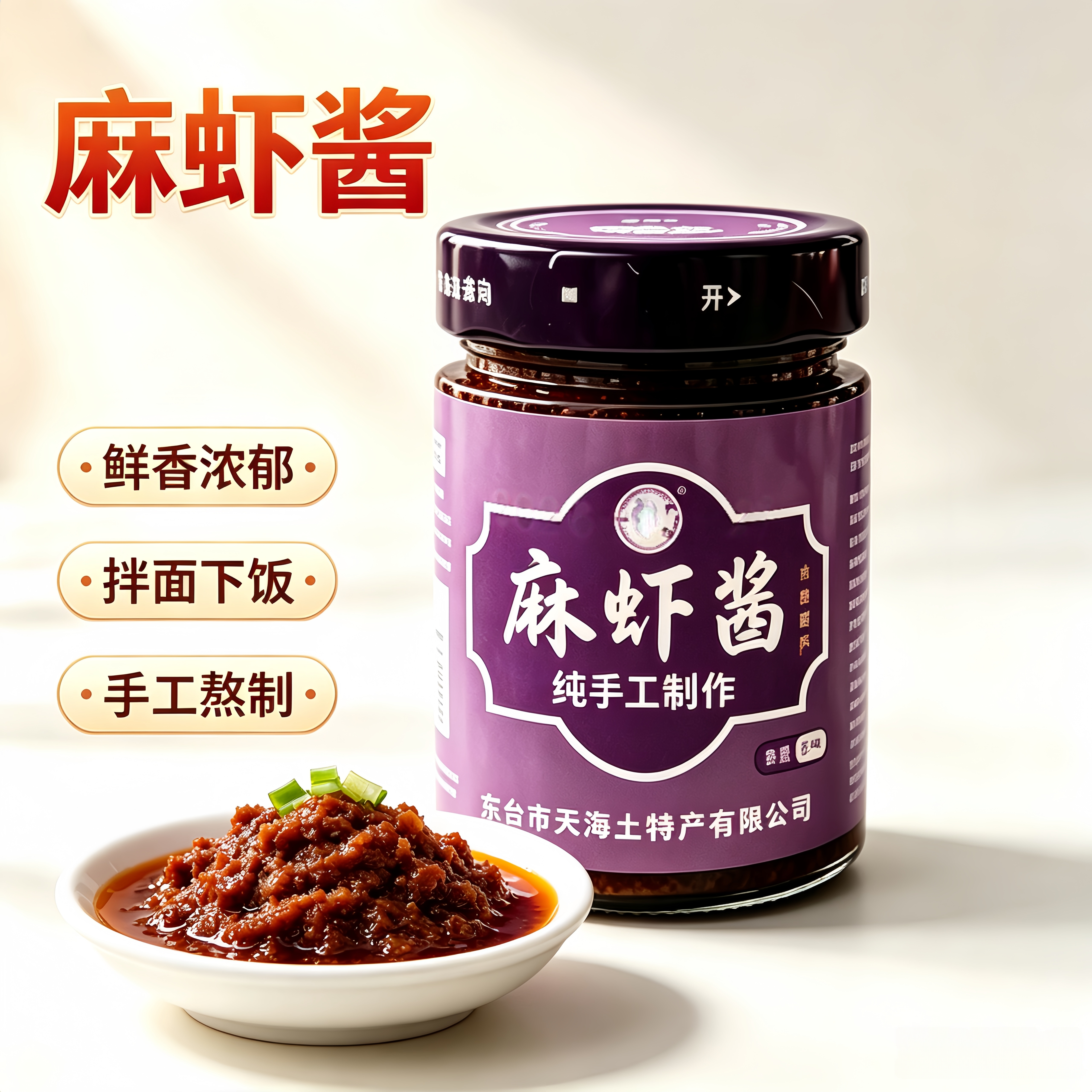 麻虾酱200g即食特色虾酱盐城特产海鲜酱自制东台麻虾酱特色拌饭酱
