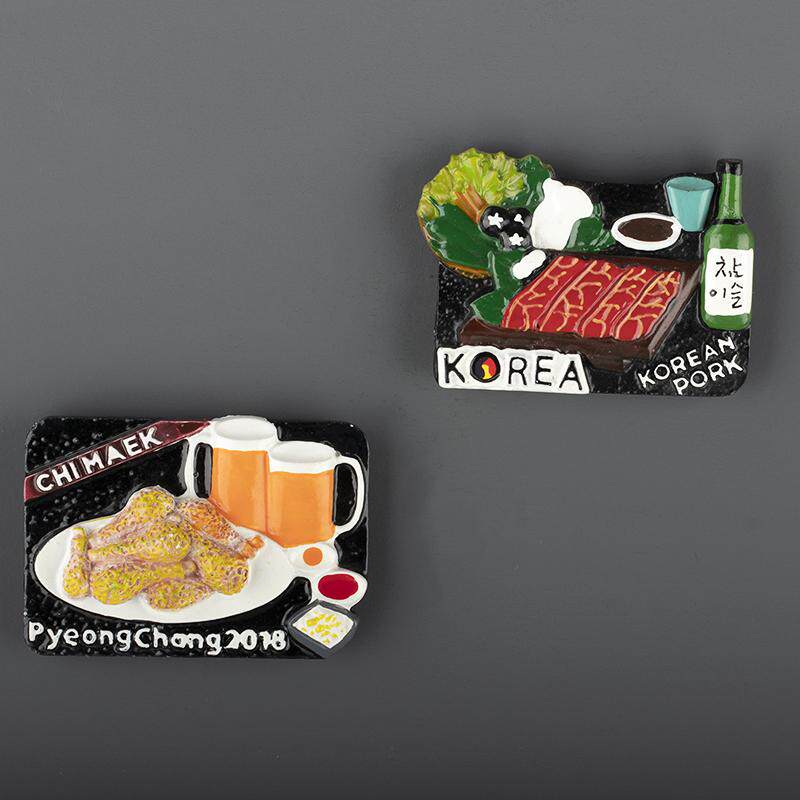 韩国美食啤酒炸鸡韩国烧烤3d立体冰箱贴树脂磁铁力贴收藏装饰礼品
