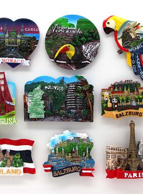 巴西世界旅游景点纪念品3d磁性冰箱贴美国金门大桥泰国巴黎摩纳哥
