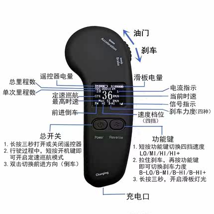 2.4G无线电动四轮滑板车专用遥控器、单驱、双驱、四驱屏显遥控器
