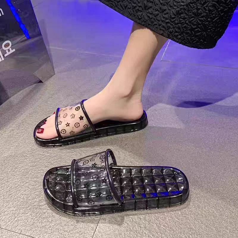 时尚家居水晶透明凉拖鞋女夏季2025新款室内防滑洗澡浴室软底凉托