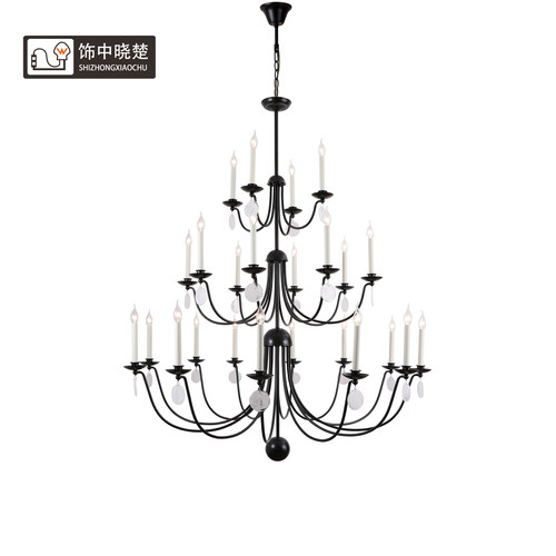 美式简约大气复式楼别墅客厅吊灯