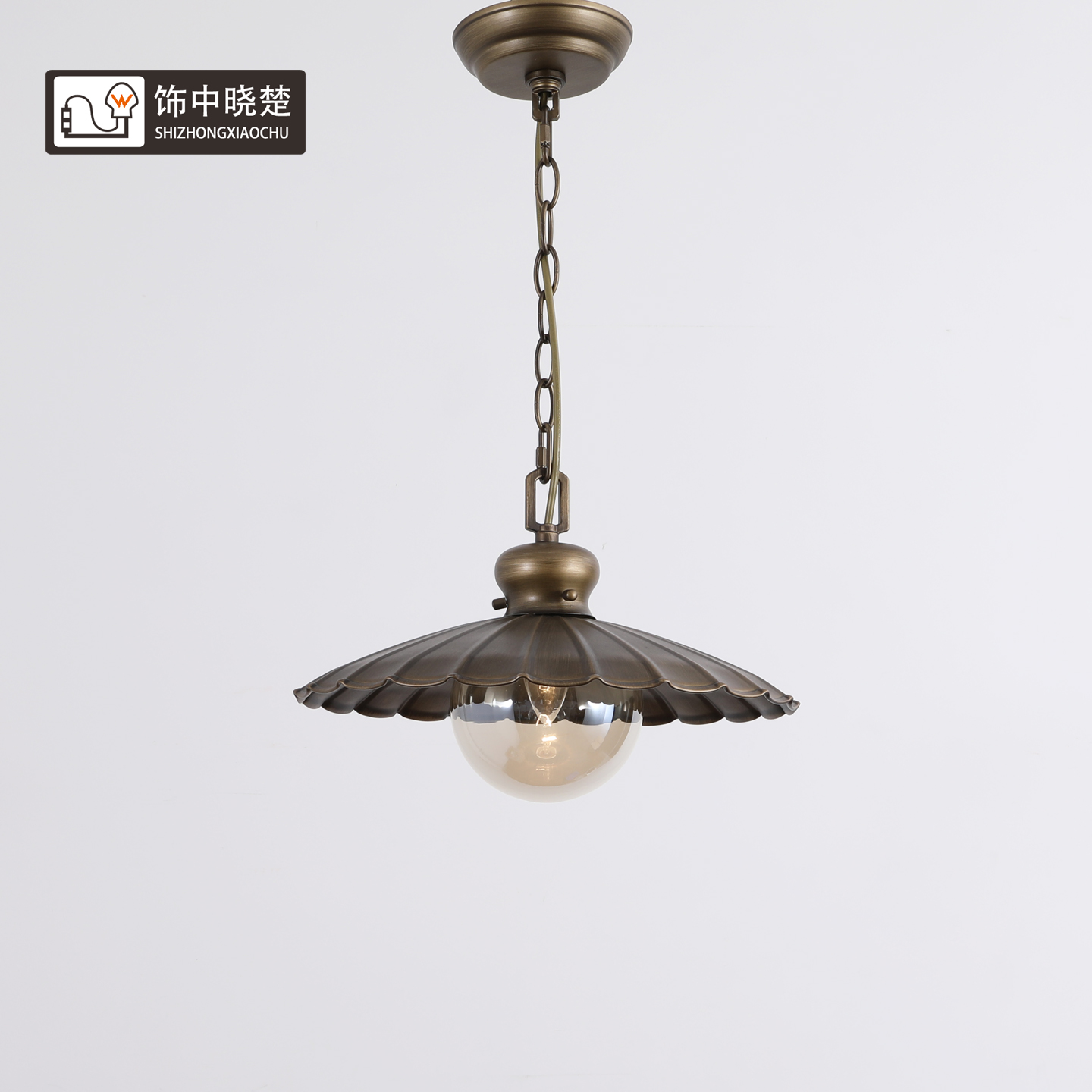 美式复古小吊灯个性吧台岛台灯大气古铜色过道厨房餐吧古典老马灯