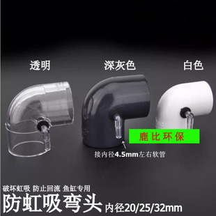 鱼缸防虹吸弯头底滤防回流上水防倒吸停电防回水倒流直角增氧接头