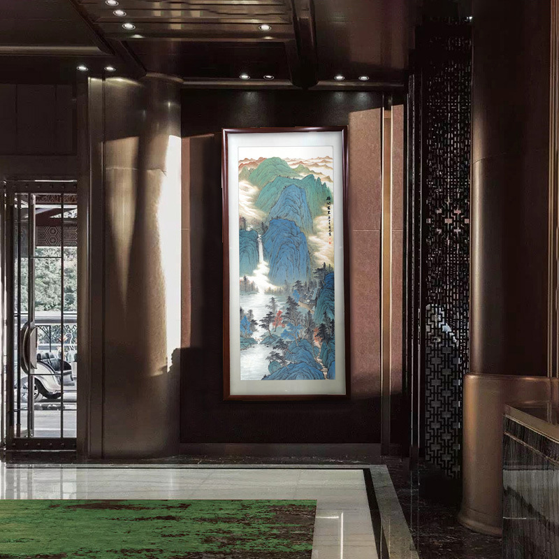 现货速发青山绿水国画玄关客厅装饰画大幅新中式艺术微喷山水装饰