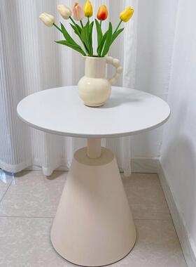 奶油风岩板客厅网红边几阳台酒店沙发小圆桌角床头柜简约家用轻奢