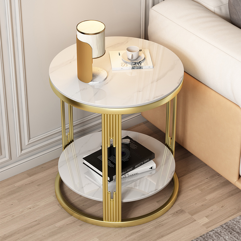 铁艺岩板创意圆形茶几现代简约