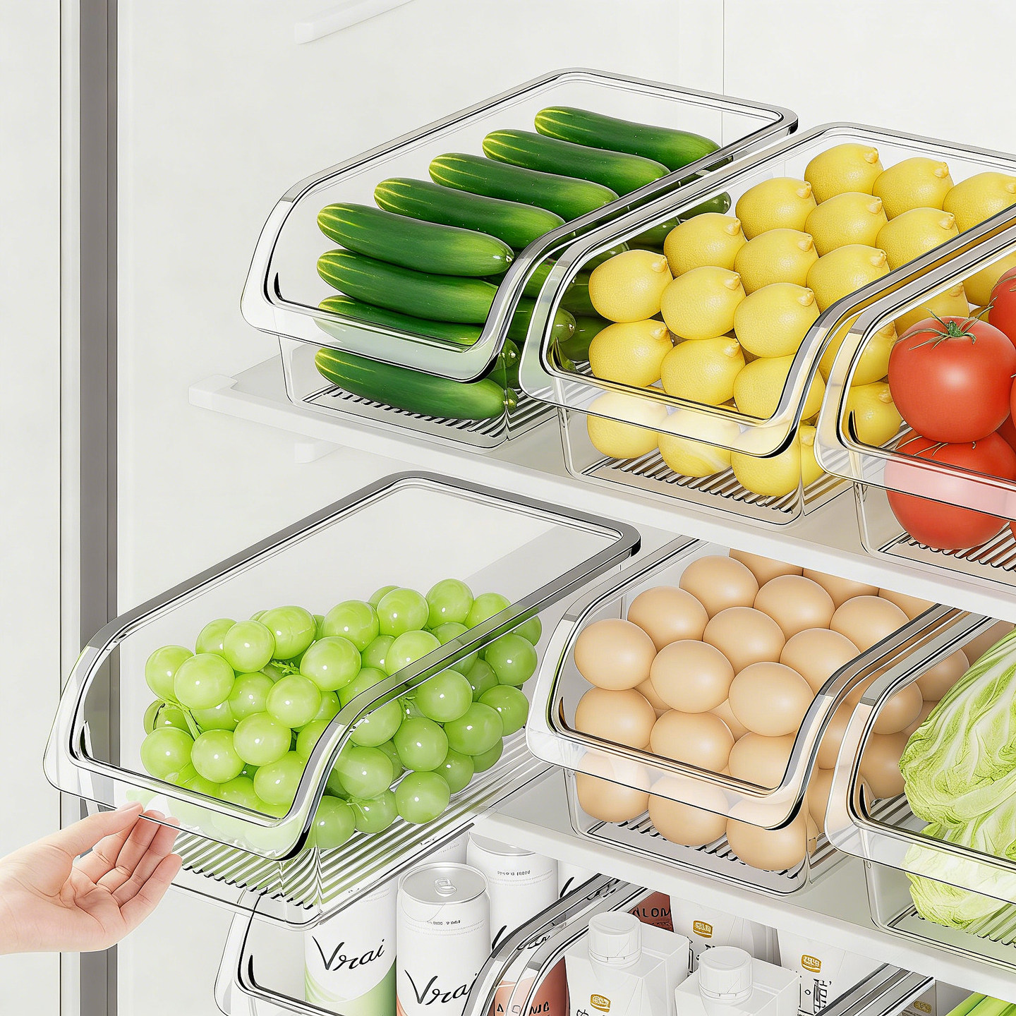 日本冰箱整理盒收纳盒保鲜盒食品级厨房专用蔬菜鸡蛋储物盒收纳筐,收纳整理,食物收纳盒,淘宝优惠券,粉丝福利购,淘宝优惠卷