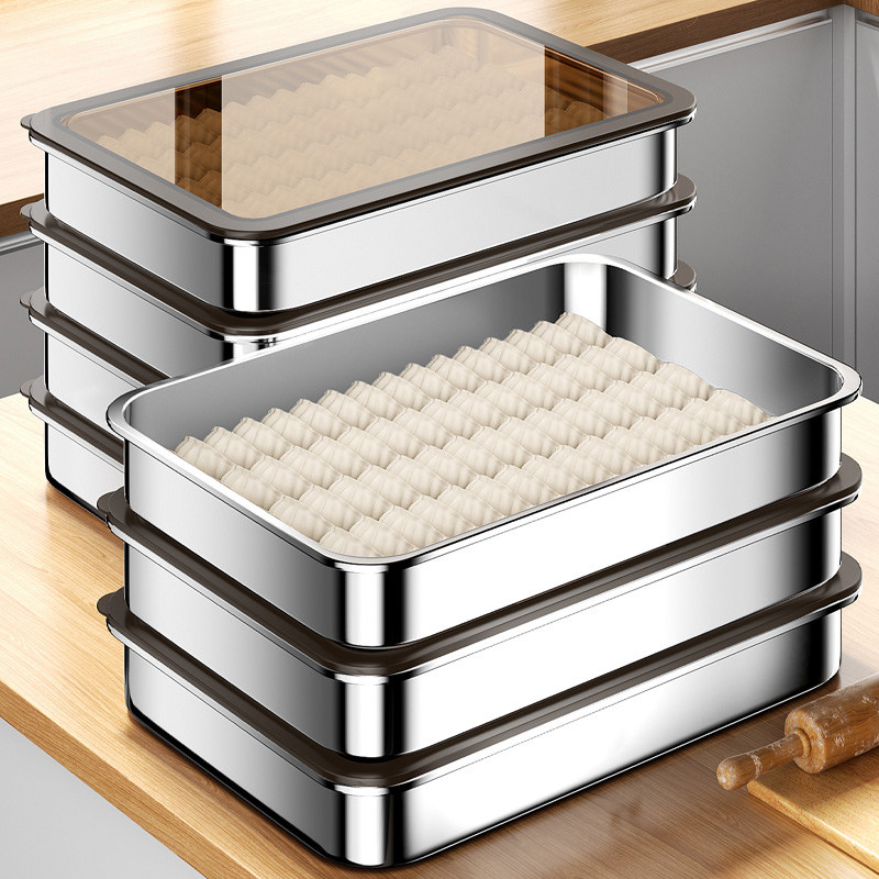 304不锈钢饺子冷冻盒食品级家用馄饨水饺速冻收纳盒冰箱专用盒子,收纳整理,食物收纳盒,淘宝优惠券,粉丝福利购,淘宝优惠卷