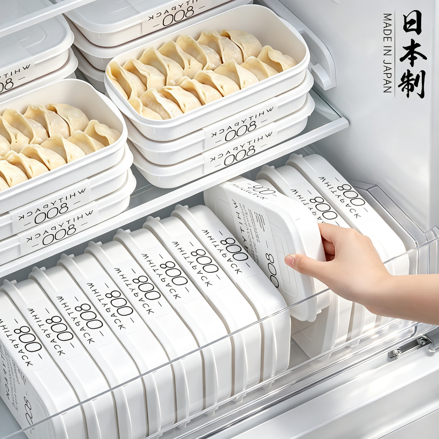 日本进口小冰箱专用饺子盒家用食品级冷冻生水饺馄饨小号收纳保鲜