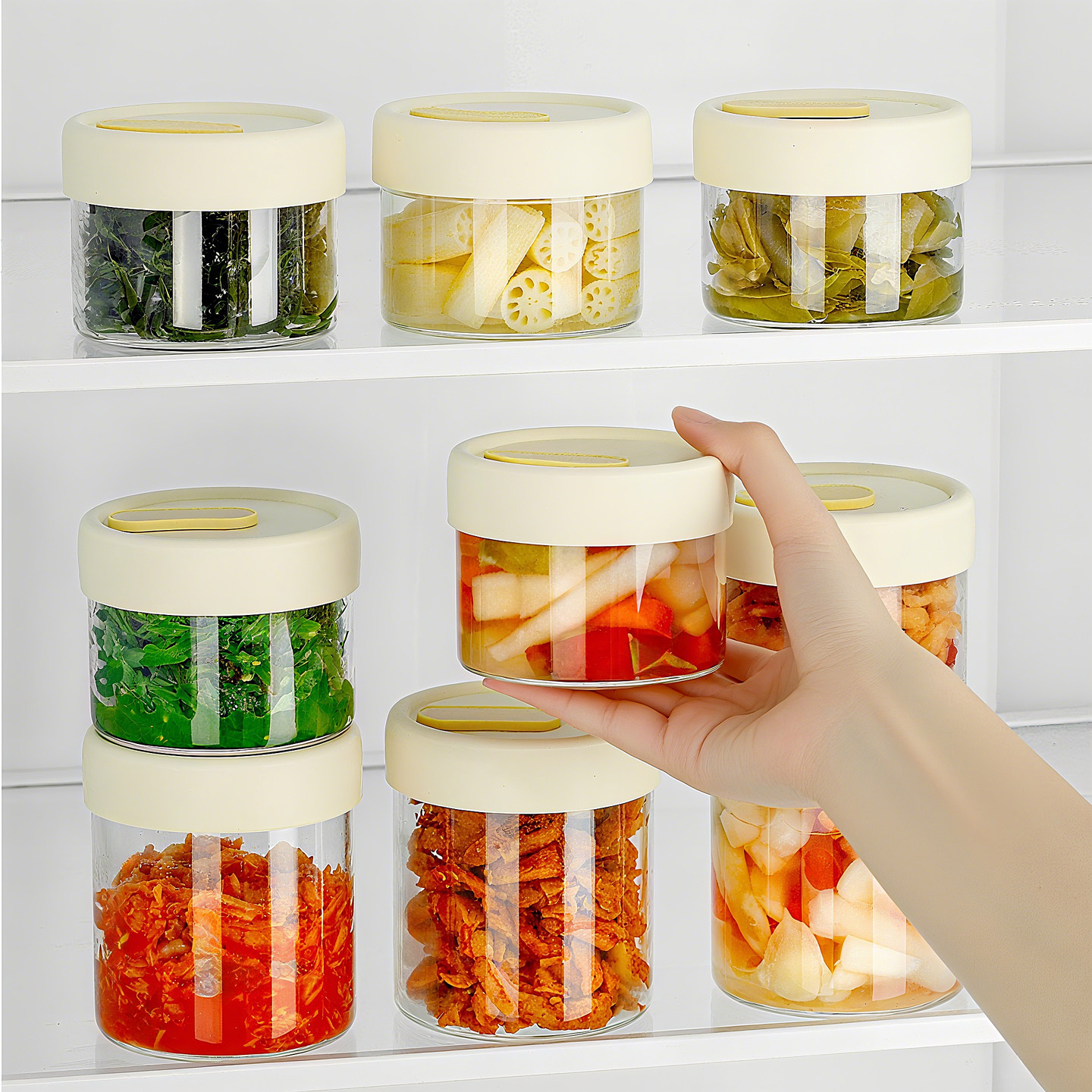 日本玻璃咸菜保鲜盒带盖食品级小分装盒泡菜专用罐子冰箱冷藏收纳,收纳整理,食物收纳盒,淘宝优惠券,粉丝福利购,淘宝优惠卷