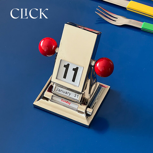 生日礼物金属手动机械台历摆件