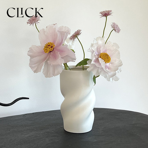 click北欧桌面广口螺旋陶瓷花瓶