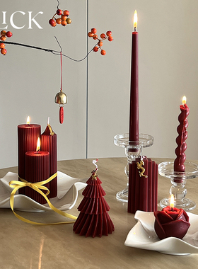 click新年婚庆情人节喜庆红色香薰蜡烛氛围装饰道具摆件婚礼浪漫