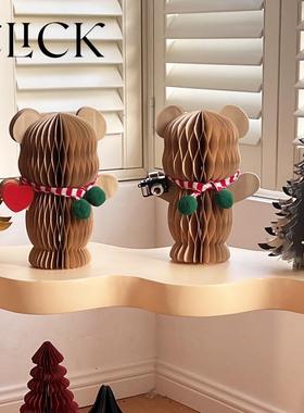 Click圣诞可爱小熊折纸摆件节日氛围装饰桌面橱窗流水台商用家用