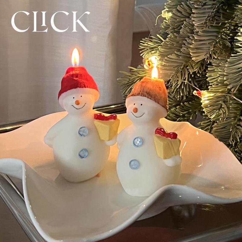 圣诞送礼雪人蜡烛装饰摆件