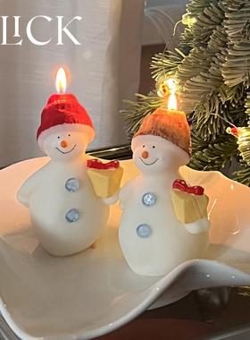 click家居韩国ins风圣诞氛围可爱雪人蜡烛摆件小礼物节日装饰